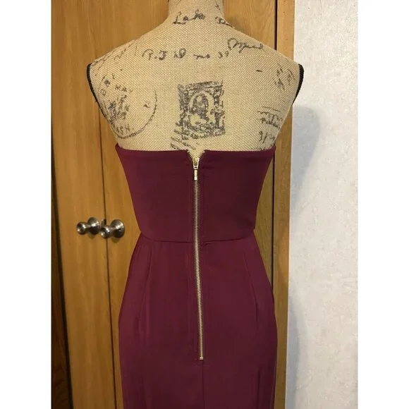 SHONA JOY Burgundy Strapless U Wire Bustier Dress Classic Elegant Romantic Sz 4 - Picture 9 of 13